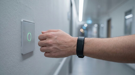 Naklejka premium Instant payment nfc access with wristband gesture