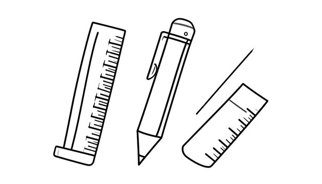 Stationery tools for drawing and measuring.