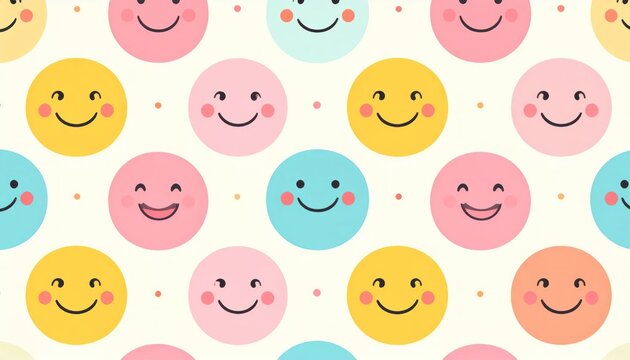 Colorful smiley faces emoticon pattern.