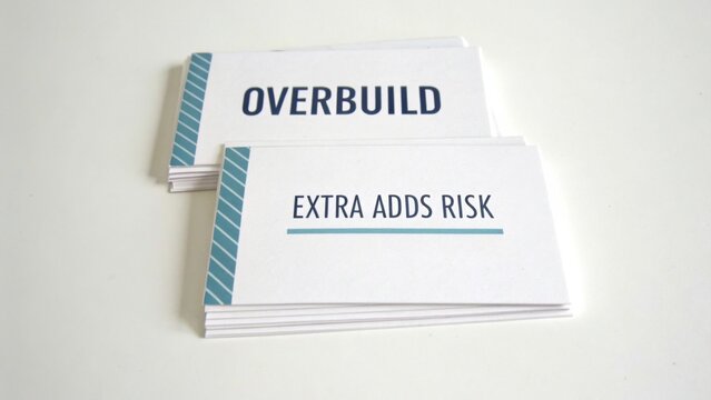 Creative Business Flashcards on Risks and Strategies in Overbuilding for Educational Use or Marketing Presentations and Workshops