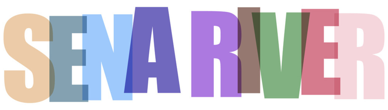 Multicolored text sena river in various colors