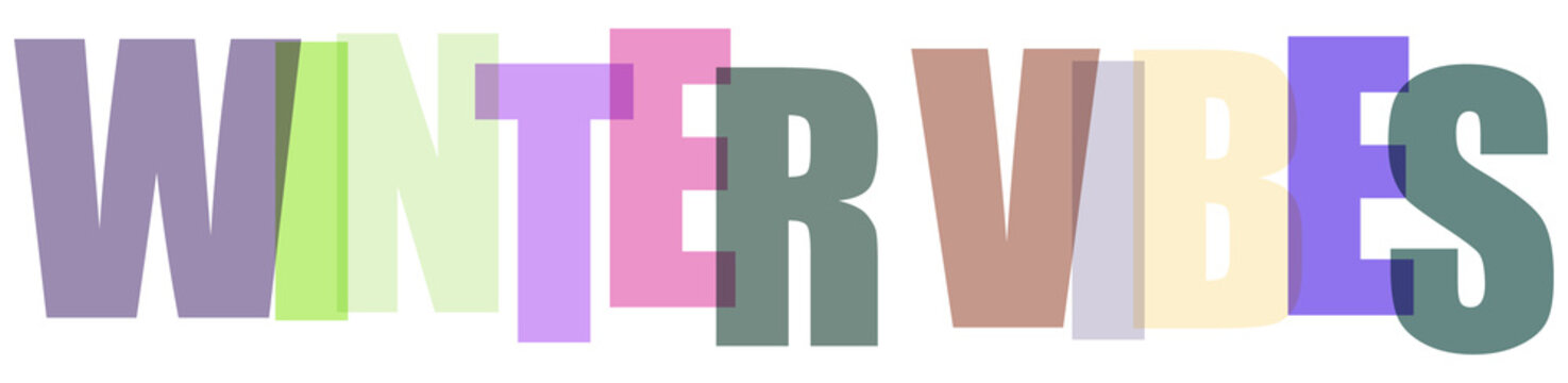 Multicolored text with blocks winter vibes on white