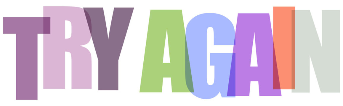 Multicolored try again text in bold letters