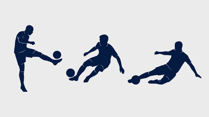 Obraz premium Soccer Kicking and Sliding Silhouette Vector Elements