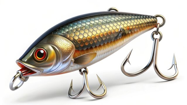 Fishing bait with hook isolated on white background for angling and sport