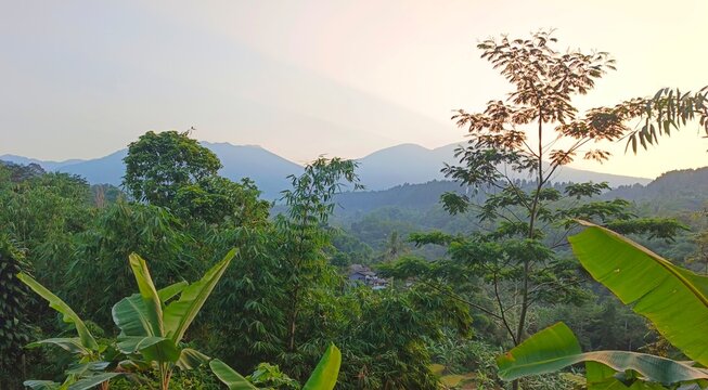 Beautiful morning landscape of Mount Gede Pangrango valley in Sukabumi West Java Indonesia