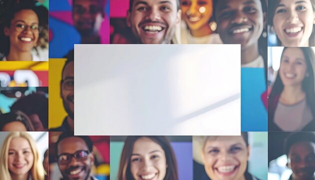 Diverse group of happy people collage.
