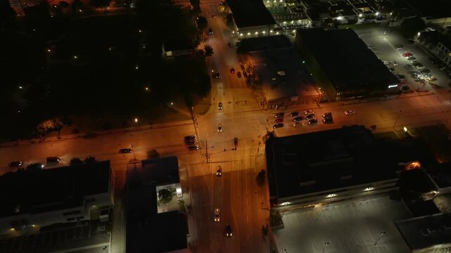 Night Downtown Pasadena California Drone Aerial View