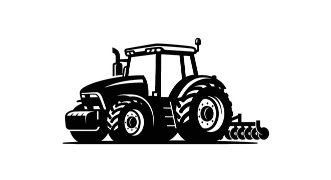 Tractor with big wheels and equipment.