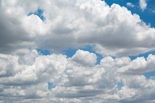 Beautiful White Clouds in a Vibrant Blue Sky Captured on a Sunny Day