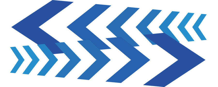 Abstract blue road moving dynamic symbols. Road lines arrow zigzag chevron speeds flat style. pointer, speed direction, road caution, military, navigation sign isolated on white background. EPS 10
