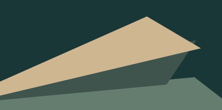 Minimalist abstract geometric background with polygonal shape in deep green. Sleek minimalist background featuring an abstract polygonal shape in deep teal green tones.