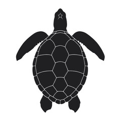 Silhouette of a sea turtle viewed from above, isolated on a white background. © ning