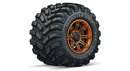 Monster truck offroad tire vector illustration cartoon style isolated on white background © Lapak orang bejo