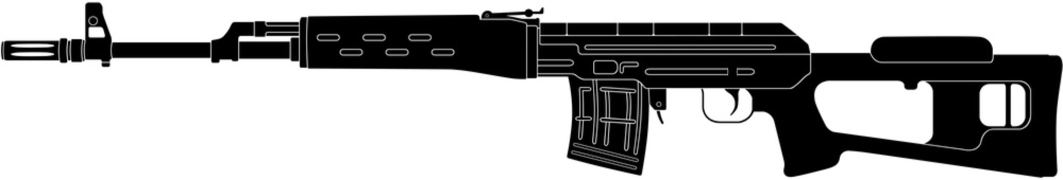 SVD Dragunov Sniper Rifle Silhouette Vector Illustration
