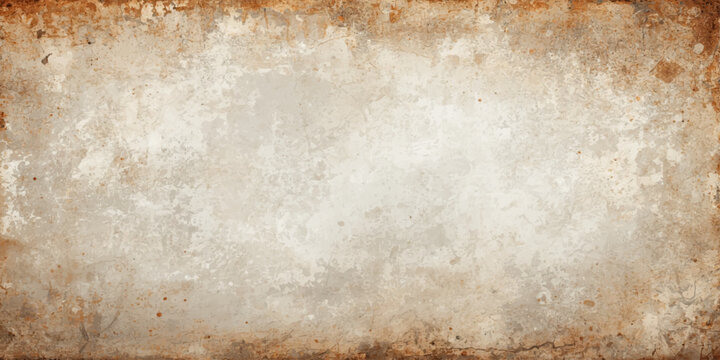 An antique brown parchment texture with a vintage, aged feel provides a grungy, stained background for a retro design featuring bread and flour on blank, worn paper