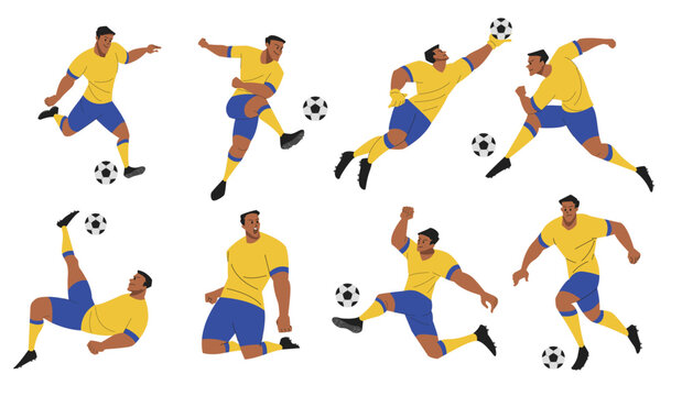 Soccer Player flat vector illustration, football player illustration bundle
