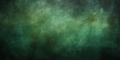 Fototapeta premium An abstract green grunge background and dark smoky texture with misty blue clouds across a night sky backdrop