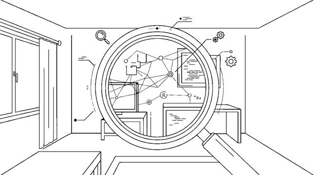High tech circular laboratory equipment in an empty room