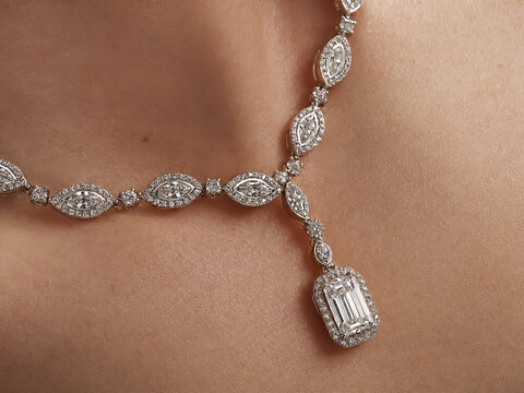 Luxury Diamond Necklace with Marquise and Emerald Cut - Fine Jewelry