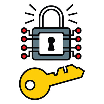 Public key icon vector illustration representing cryptography security encryption and digital key sharing in modern tech design
