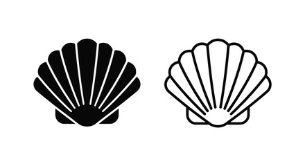 seashell silhouette on white background two variations © Bismillahadobe