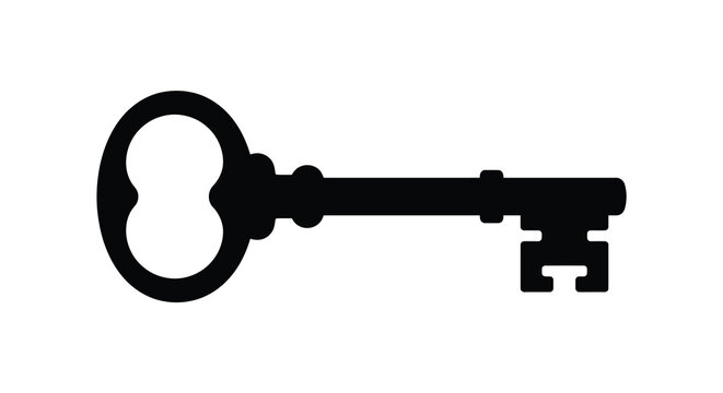 antique key silhouette on a white background
