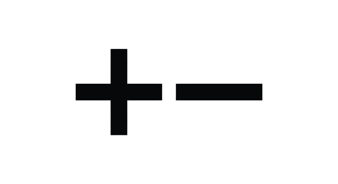 plus and minus sign icons black on white background