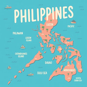 Thailand travel map illustration with colorful landmarks and island destination design