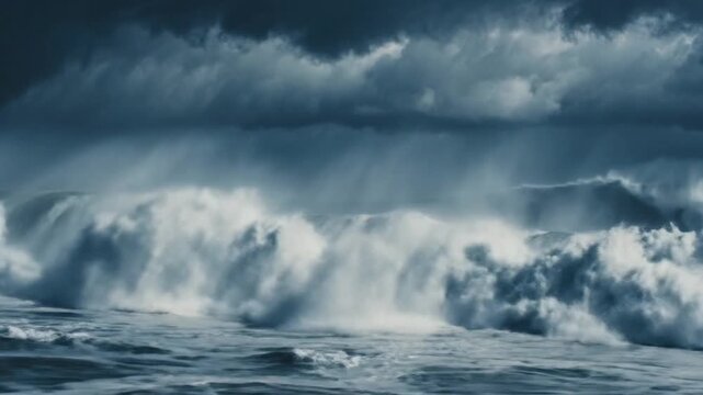 Large ocean waves crashing stormy weather 1.