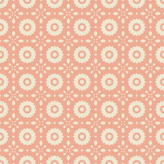 Fototapeta premium Seamless vintage floral pattern with geometric shapes in soft pink