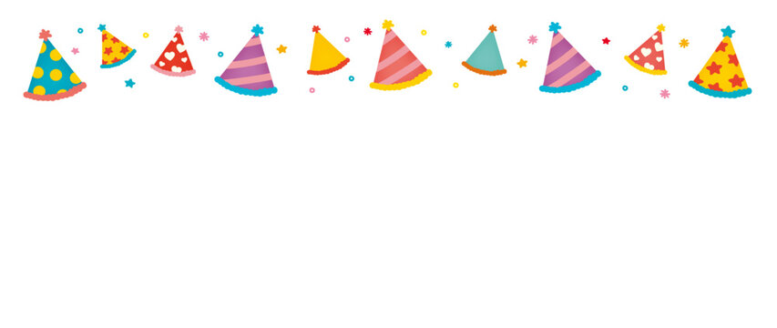 パーティーハットのイラスト背景素材|デコレーション向け素材/Party hat illustration background material