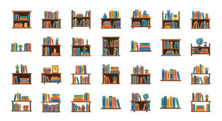 Collection of Various Book Shelves and Books. © Doni