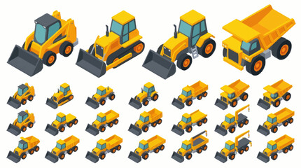 Collection of Yellow Construction Vehicles and Machinery. © Ardhan