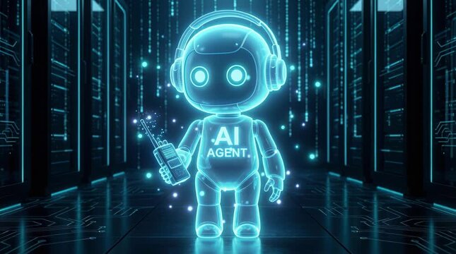 Futuristic ai robot character in digital environment