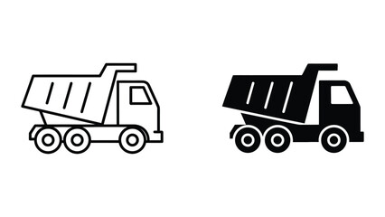 Black and white dump truck vector icons © MDJUBAYER