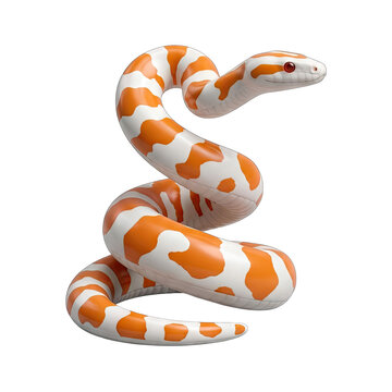 3D Render of a White and Orange Albino Ball Python