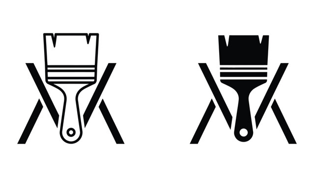 Two crossed paint rollers icon design