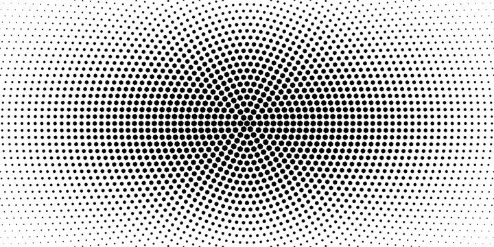 Abstract black hexagon halftone wave pattern with diagonal flow on white background. eps 10