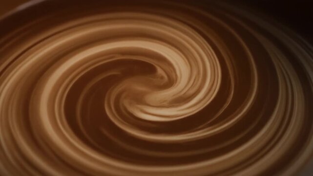 Macro coffee crema swirling with rich texture and cinematic espresso liquid motion