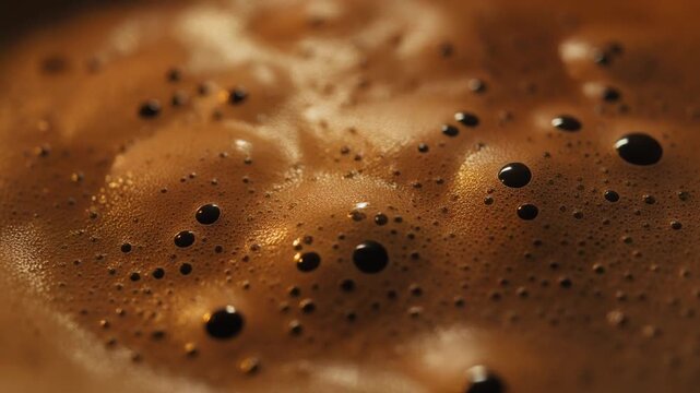 Cinematic espresso crema motion with creamy textures and detailed coffee macro visuals