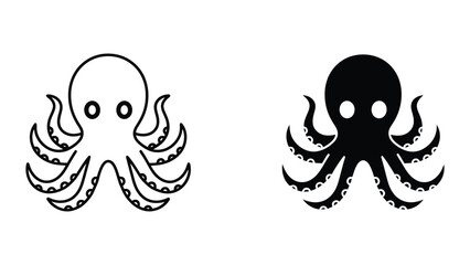 Black and white octopus vector icon © MDJUBAYER