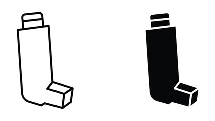 Black and white inhaler and spacer device illustration © Mst