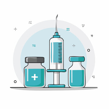 Medical Syringe and Vials Illustration