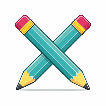 Two Crossed Pencils with Erasers