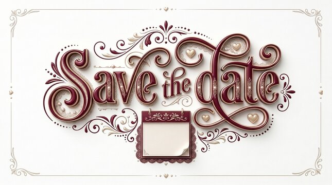 vintage save the date wedding invitation calligraphy design