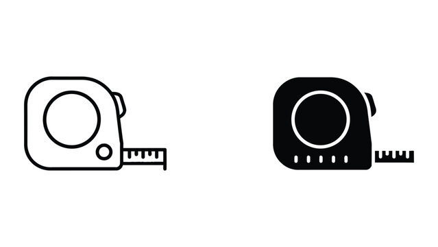 Black and white tape measure icons