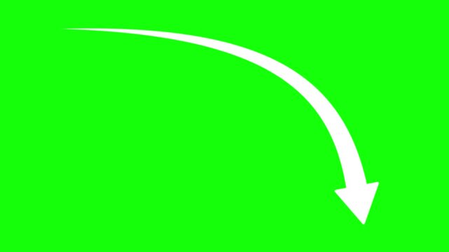 Arrow Extending Horizontally Then Dropping Down on Green Background
