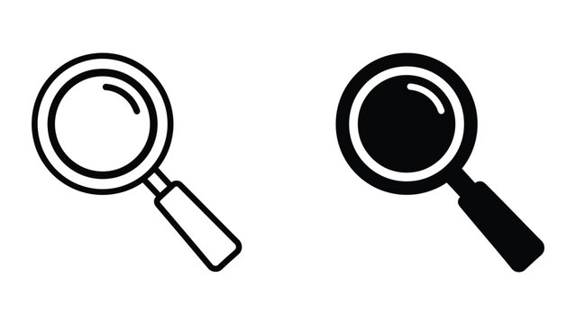 Magnifying glass icon with black and white design