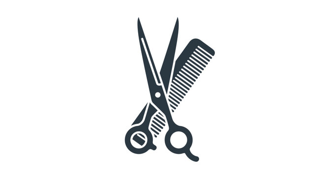 Professional Hairdressing Scissors and Comb Icon, Symbolizing Hair Cutting and Styling Services